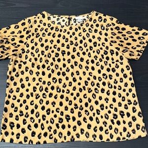 a new day Tan and Black Animal Print Blouse